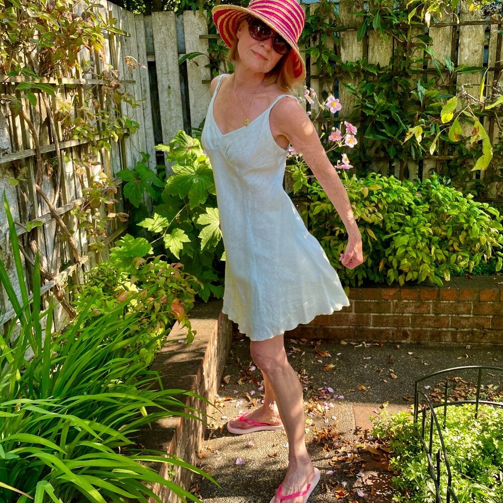 Sweet & Swingy Blue Linen Summer Dress by FLAX